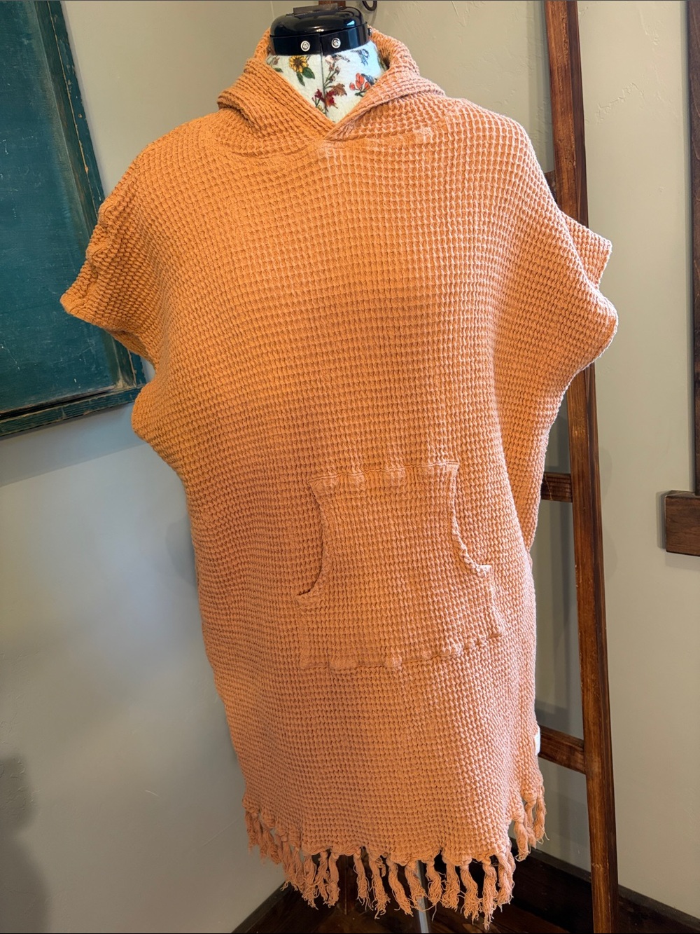 Rip Curl Waffle-Knit Hooded Swim Coverup